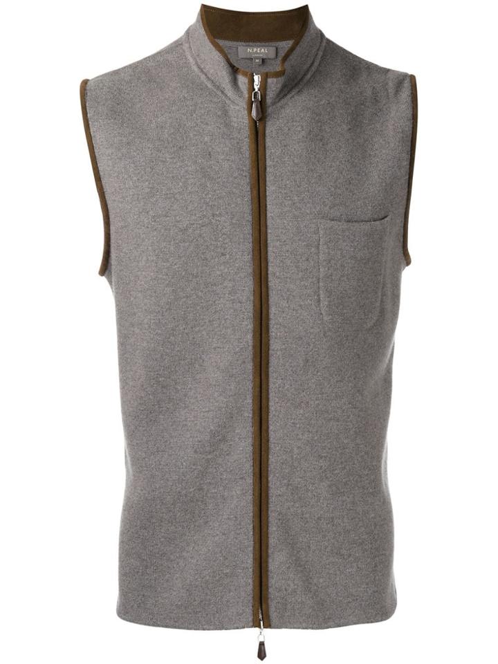 N.peal Zip Up Gilet - Brown