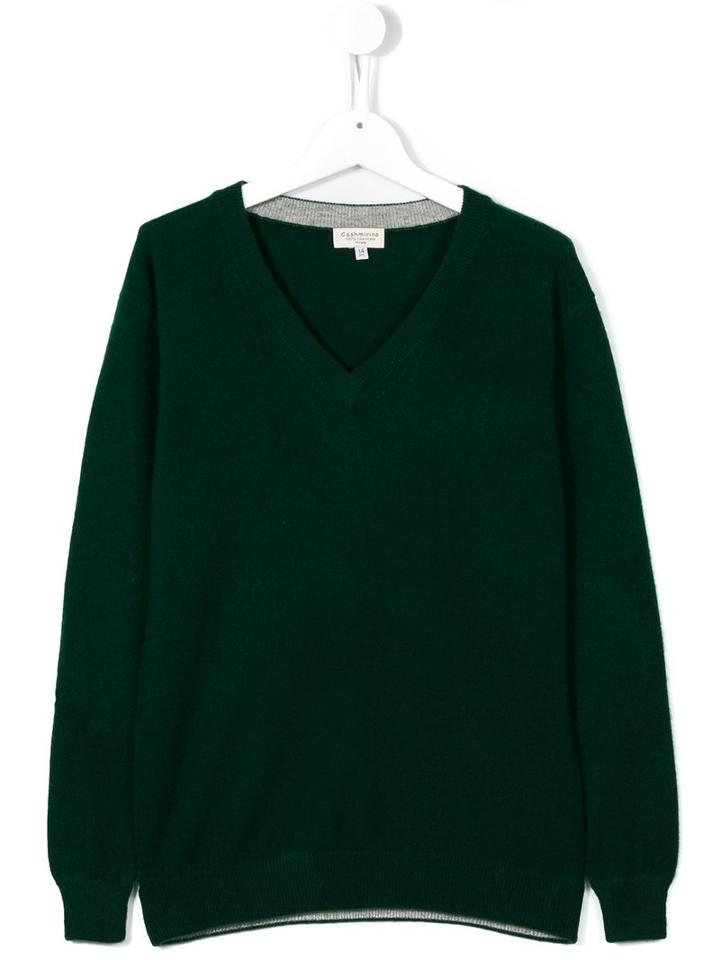 Cashmirino - V-neck Jumper - Kids - Cashmere - 14 Yrs, Green