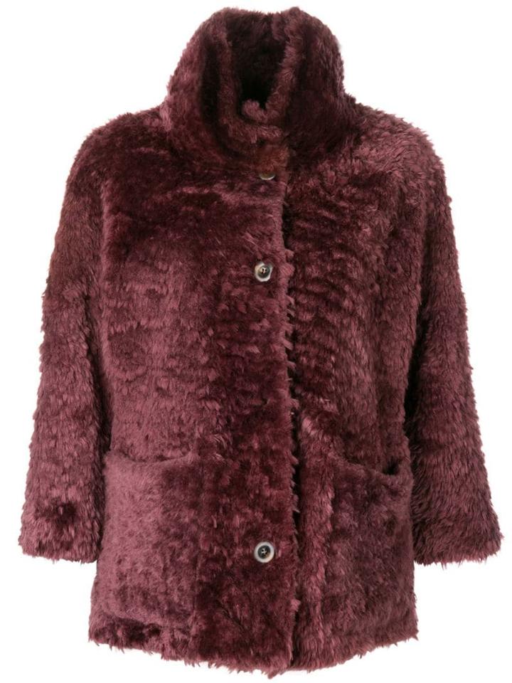 Desa Collection 3/4 Sleeved Fur Coat - Pink