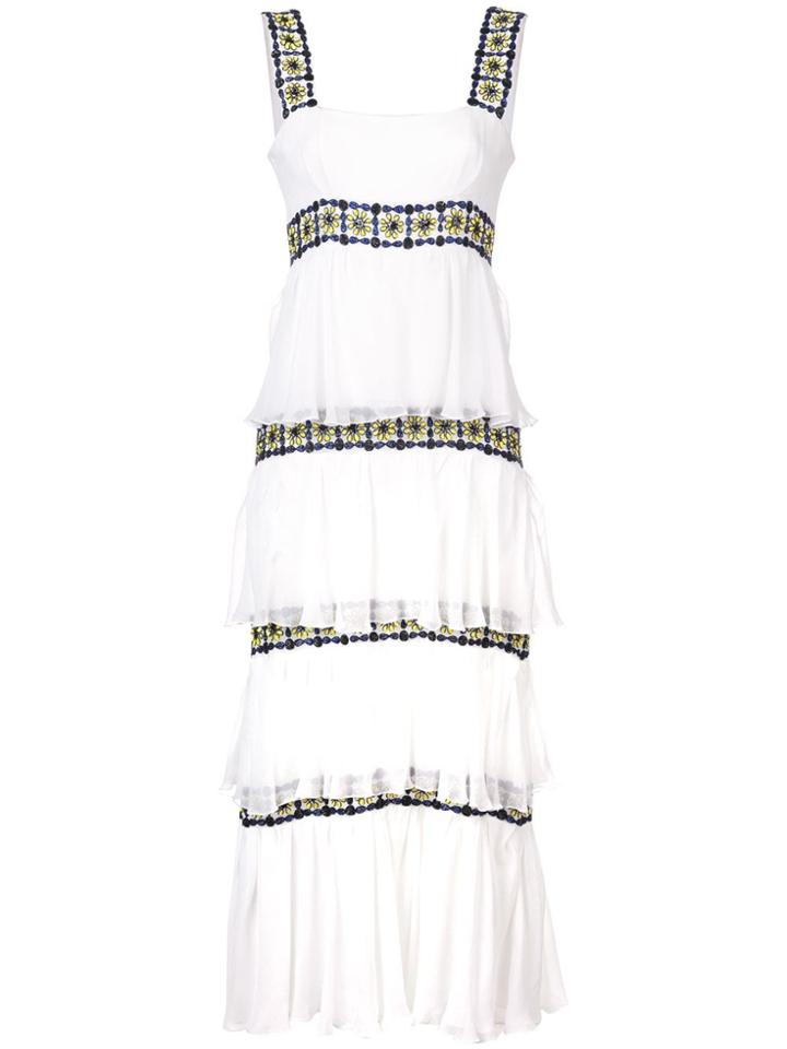 Carolina Herrera Floral Ruffle Flared Dress - White