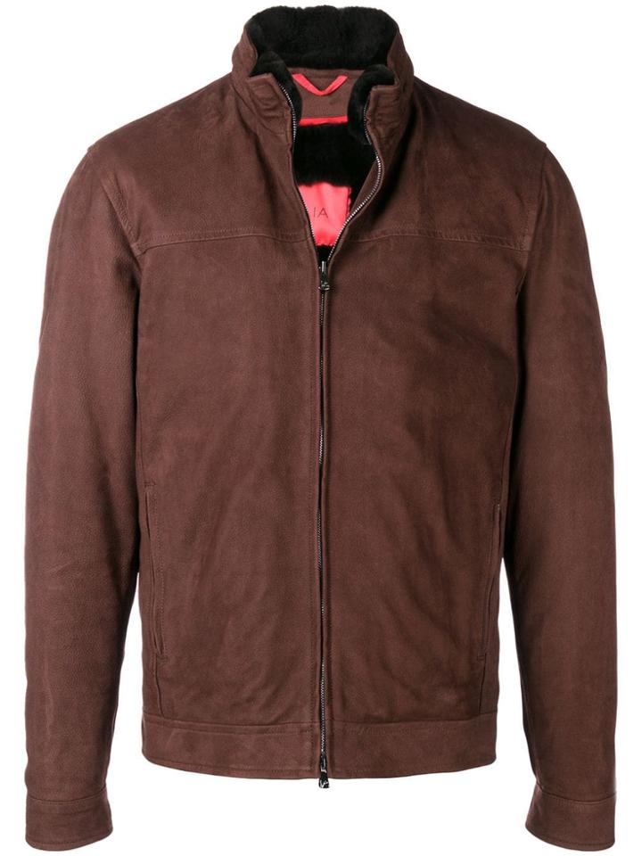 Isaia High Neck Jacket - Brown