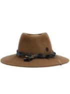 Maison Michel Fedora Hat, Women's, Size: Medium, Brown, Wool