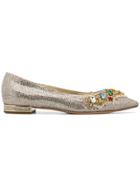 Casadei Crystal-embellished Ballerina Shoes - Gold