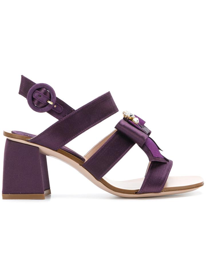 Stuart Weitzman Bow-detail Satin Sandals - Pink & Purple
