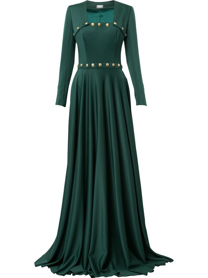 Alexis Mabille Buttoned Square Neck Gown - Green