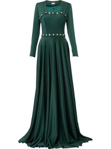 Alexis Mabille Buttoned Square Neck Gown - Green