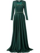 Alexis Mabille Buttoned Square Neck Gown - Green