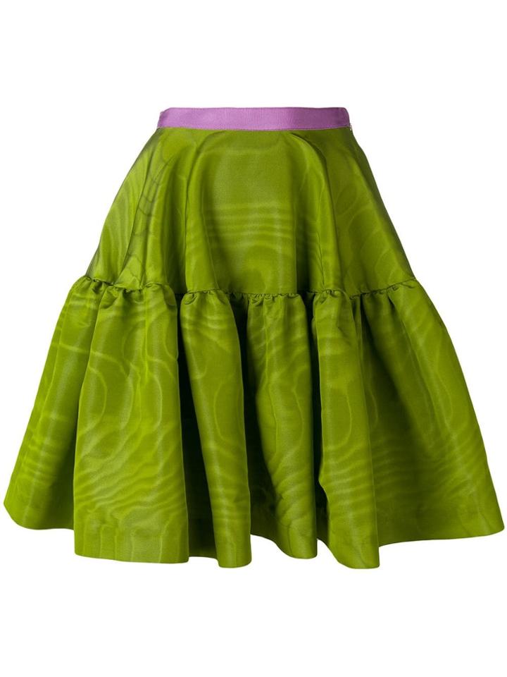 Talbot Runhof Tiered A-line Skirt - Green