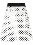 Dolce & Gabbana Polka Dot Brocade Skirt, Women's, Size: 42, White, Cotton/viscose/silk/spandex/elastane