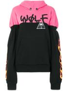 Palm Angels Colour-block Printed Hoodie - Black