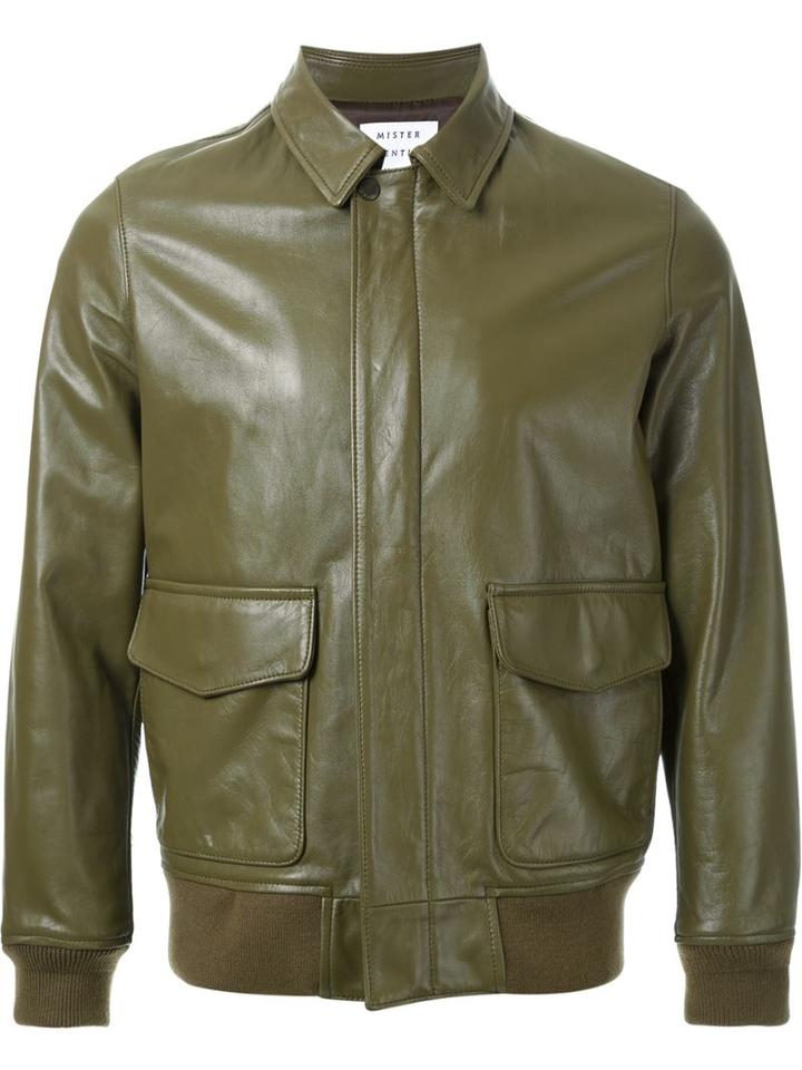 Mr. Gentleman Leather Bomber Jacket