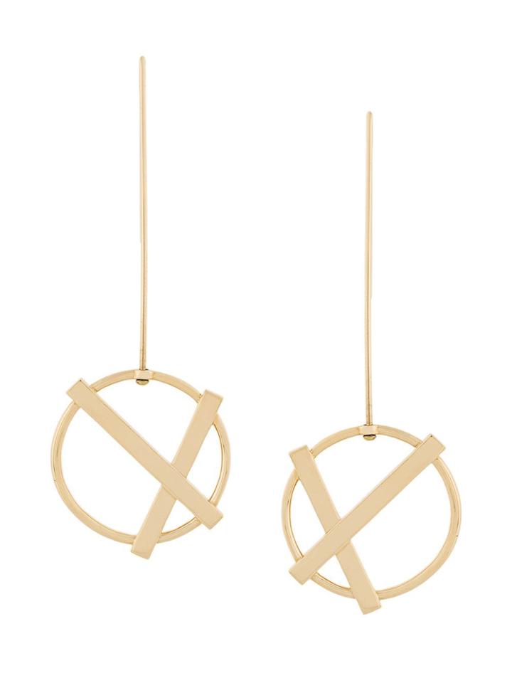 Eshvi Cross Circle Earrings - Metallic
