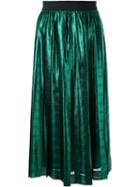 Muveil Metallic Pleated Skirt, Women's, Size: 38, Green, Cupro/polyester