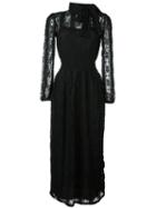 Red Valentino Floral Lace Midi Dress, Women's, Size: Xs, Black, Silk/polyester/spandex/elastane