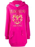 Moschino Logo Printed Hoodie Dress - Pink