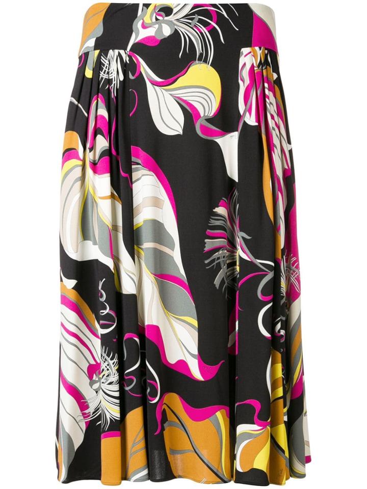 Emilio Pucci Abstract Print Gathered Skirt - Black