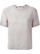 Julien David - Floral Back T-shirt - Women - Wool/polyester/cotton - M, Grey, Wool/polyester/cotton