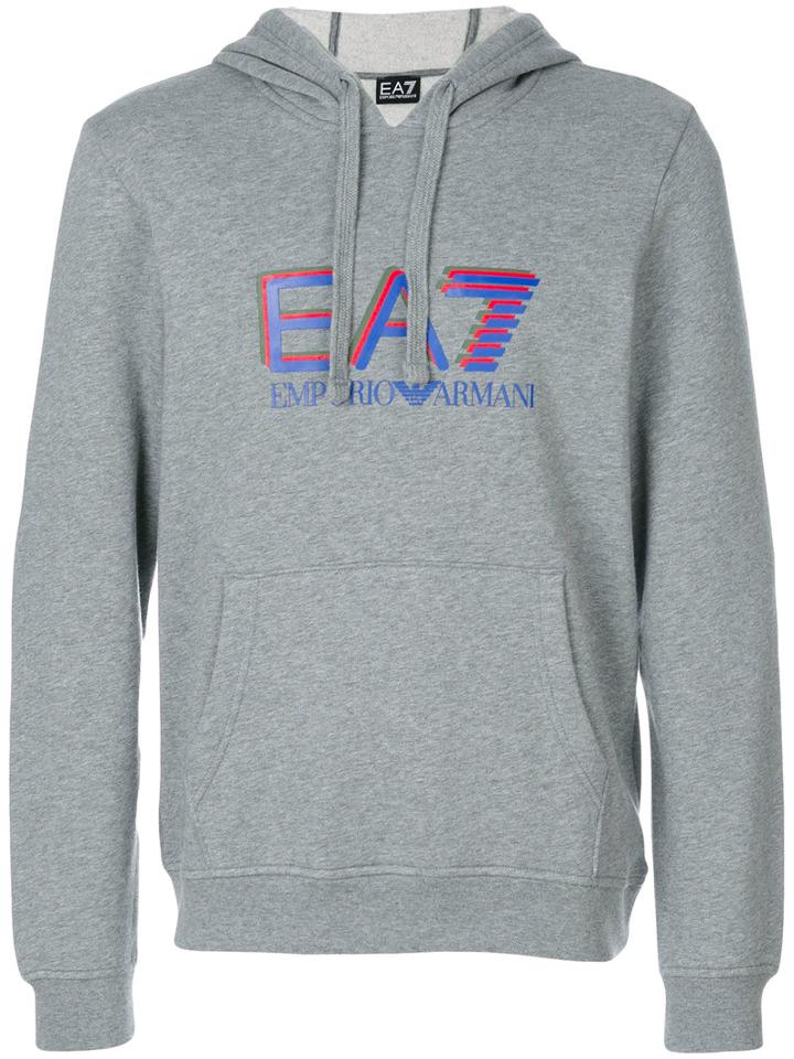 Ea7 Emporio Armani - Logo Printed Hoodie - Men - Cotton/polyester - M, Grey, Cotton/polyester
