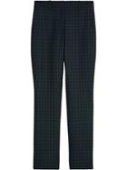 Burberry Straight Fit Check Wool Blend Tailored Trousers - Blue