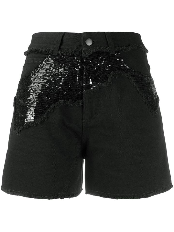 Philosophy Di Lorenzo Serafini Sequin Embellished Denim Shorts - Black