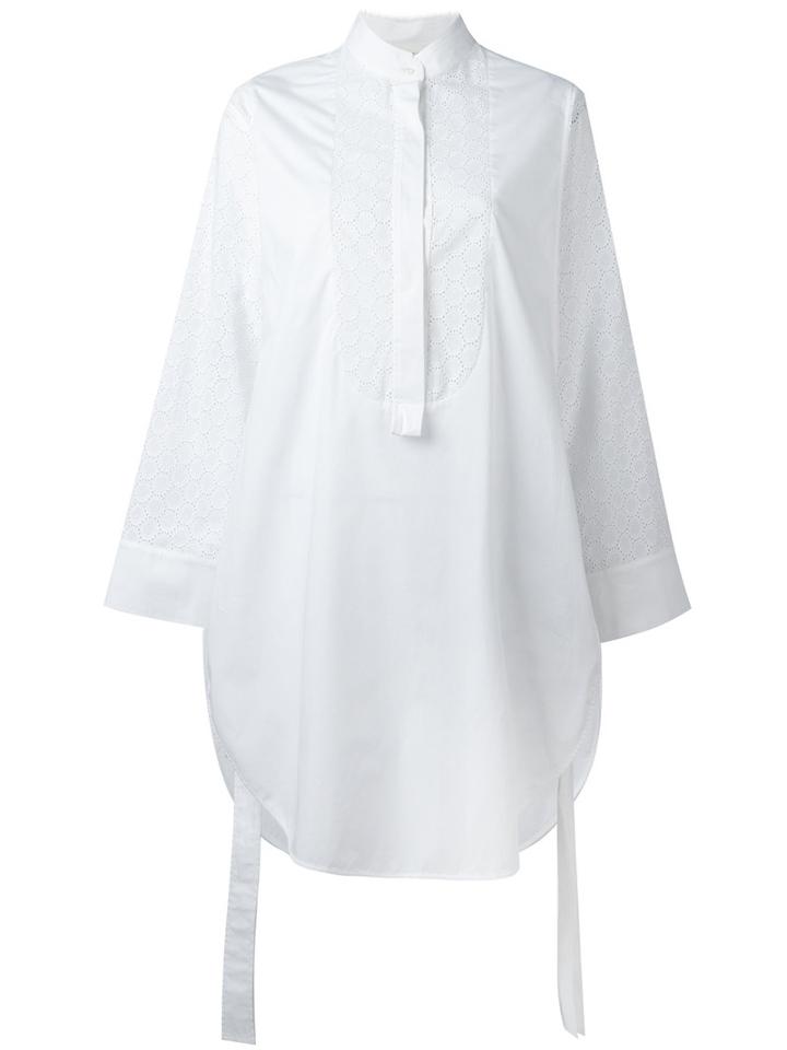 Cédric Charlier Curved Hem Blouse, Women's, Size: 40, White, Cotton/other Fibers