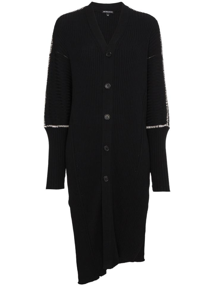 Ann Demeulemeester Thick Rib Asymmetrical Cardigan - White