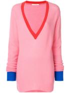Chinti & Parker V-neck Loose Sweater - Pink & Purple