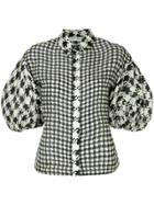 Dice Kayek Puff Sleeve Hound Check Top - Blue