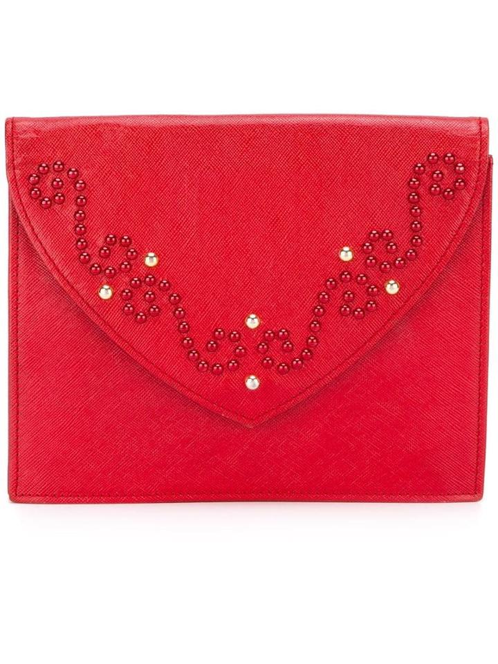 Yves Saint Laurent Pre-owned Studded Clutch - Red