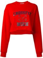 Msgm - Crossfit Cropped Sweatshirt - Women - Cotton - S, Red, Cotton