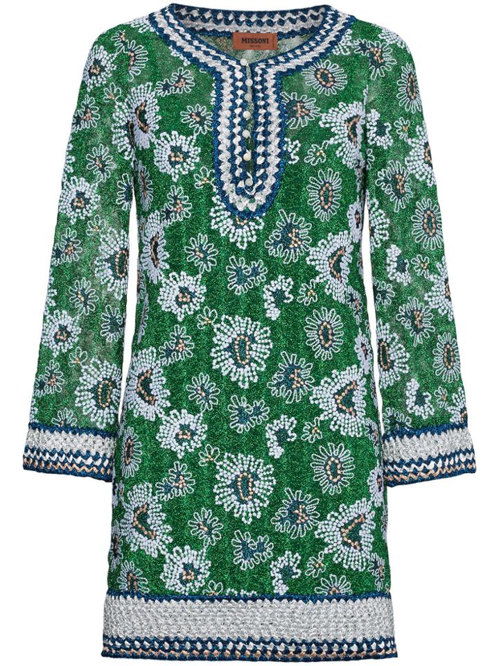 Missoni Embroidered Kaftan Mini Dress - Green
