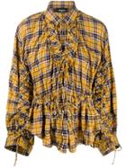 Dsquared2 Checked Frilled Shirt - Yellow