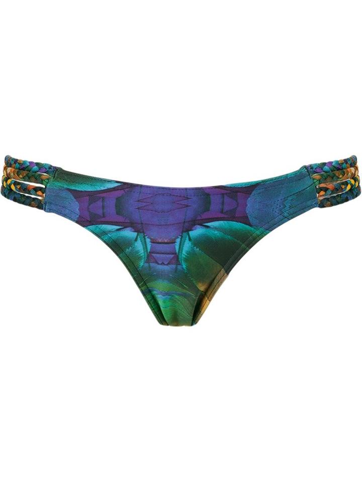 Blue Man Feather Print Bikini Bottom, Women's, Size: G, Polyamide/spandex/elastane
