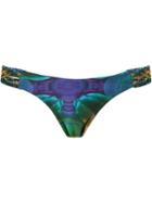 Blue Man Feather Print Bikini Bottom, Women's, Size: G, Polyamide/spandex/elastane