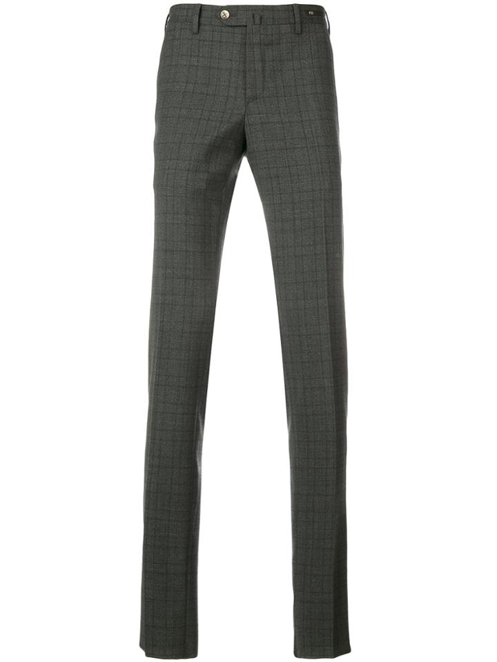 Pt01 Plaid Tailored Trousers - Grey