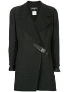 Chanel Pre-owned Buckle Fastening Boxy Coat - Grey