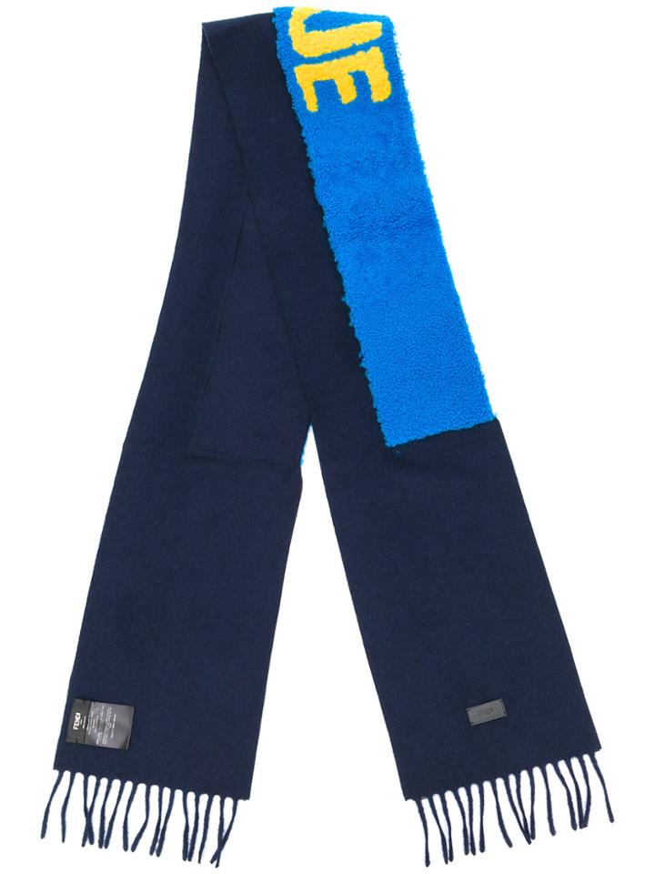 Fendi Blue Embroidered Scarf