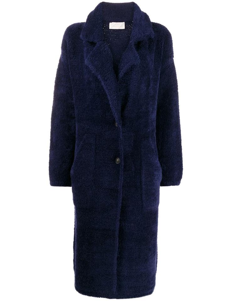 Chiara Bertani Shearling Single-breasted Coat - Blue