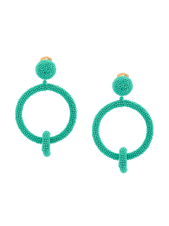 Oscar De La Renta Beaded Double-hoop Earrings - Blue