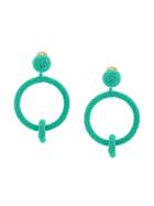 Oscar De La Renta Beaded Double-hoop Earrings - Blue