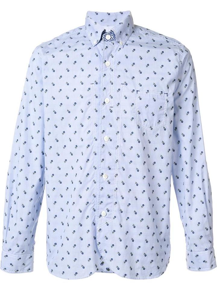 Junya Watanabe Comme Des Garçons Print Button Down Shirt, Men's, Size: Small, Blue, Cotton