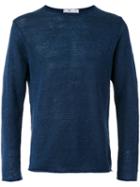Inis Meáin Round Neck Jumper, Men's, Size: Xl, Blue, Silk/linen/flax