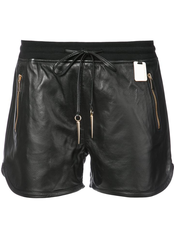 Thomas Wylde Zip Detailed Leather Shorts - Black