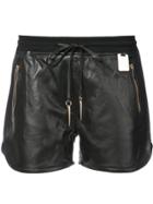 Thomas Wylde Zip Detailed Leather Shorts - Black