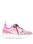 Blumarine Embossed Lace-up Sneakers - Pink