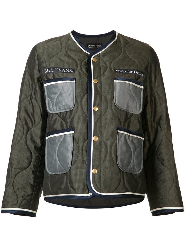 Undercover Quilted Embroidered Bomber Jacket, Women's, Size: 2, Green, Silk/nylon