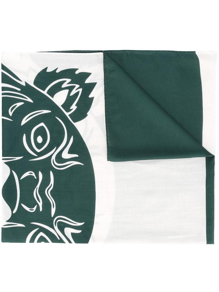 Kenzo Tiger Scarf, Adult Unisex, Green, Silk/cotton/modal