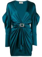 Alexandre Vauthier Ruched Cocktail Mini Dress - Blue