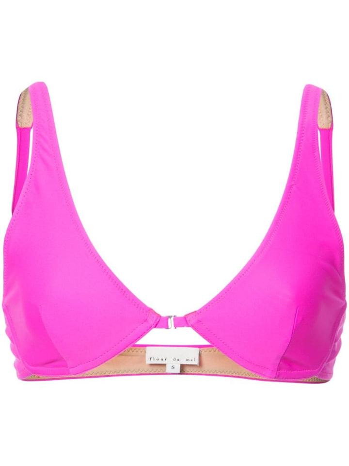 Fleur Du Mal Front Closure Plunge Bikini Top - Pink