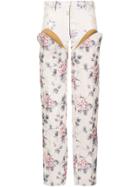 Y / Project Floral Print Cut Out Trousers - Neutrals